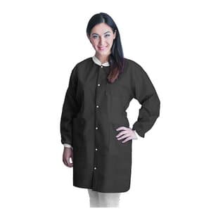 FiTMe Disposable Lab Coat, Black, Large, 10/Bag, UGC-6600-L thumbnail 3