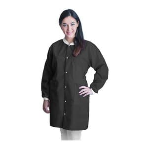 FitMe Disposable Lab Coat, X-Large, Black, SMS, 10/Pack thumbnail 2