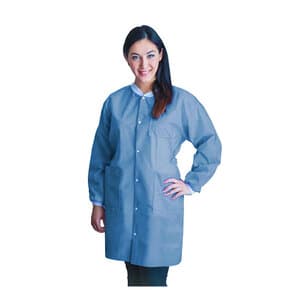Dukal FitMe Disposable Lab Coat, Sky Blue, Large, 10/Pack, UGC-6601-L thumbnail 3