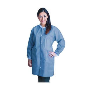 Dukal FitMe Disposable Lab Coat, Sky Blue, Medium, 10/Bag, UGC-6601-M thumbnail 3