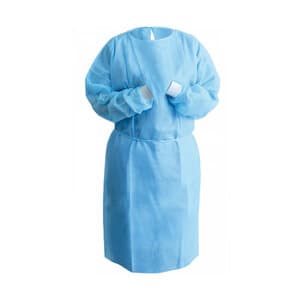 Unipack Disposable Isolation Gown, SMS, X-Large, Blue, Knee Length, Non-Sterile, Tie Back, Knit Cuff, Long Sleeves, 10/Bag thumbnail 9