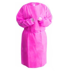 Unipack SMS Isolation Gown, Regular, Pink, Non-Sterile, Tie Back, Knit Cuff, 10/Bag thumbnail 2