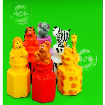 Plastic Zoo Animal Character Bubble Bottles, Assorted, 3", 24/Pkg - Plastic Zoo Animal Character Bubble Bottles, Assorted, 3, 24/Pkg - Bubbles - Image 1