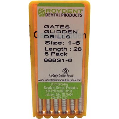Roydent Gates Glidden Drills, Stainless Steel, Sizes 1-6, 28mm, 6/Pkg, 888S16 thumbnail 7
