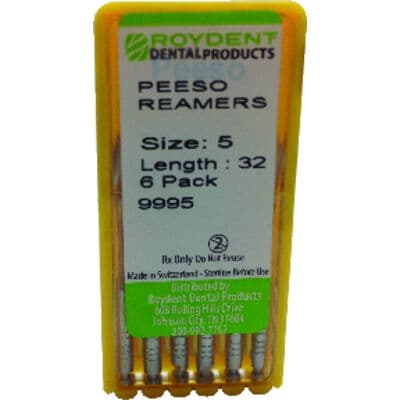 Roydent Dental Peeso Reamer, Size #5, 32mm, Stainless Steel, 6/Pk thumbnail 3