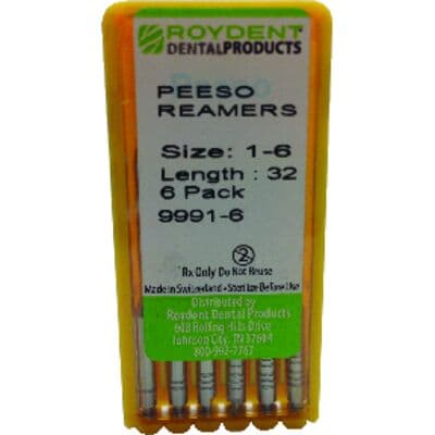 Roydent Dental Peeso Reamer Drills, Stainless Steel, Sizes 1-6, 32mm, 6/Pk thumbnail 6