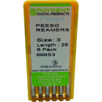 Roydent Peeso Reamer, 28mm, Size #3, Stainless Steel, 6/Pkg thumbnail 4
