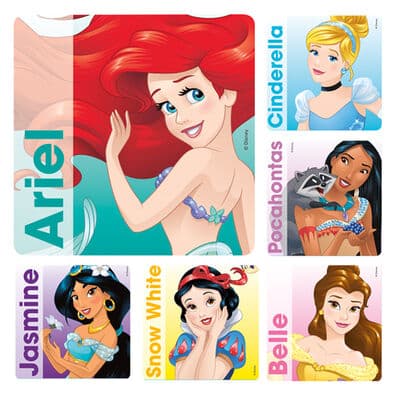 Princess Licensed Stickers, 2-1/2" W x 2-1/2" H, 6 Designs/Roll, 100/Roll - Disney Princesses - Princess Licensed Stickers, 2-1/2 W x 2-1/2 H, 6 Designs/Roll, 100/Roll - Disney Princesses - Image 1