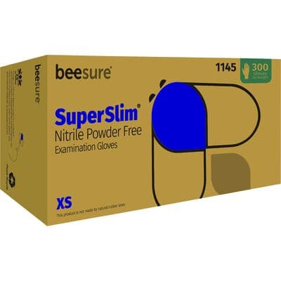 BeeSure SuperSlim Nitrile Examination Gloves, Powder-Free, Non-Sterile, Extra Small, Cobalt Blue, 300/Box, BE1145 thumbnail 17