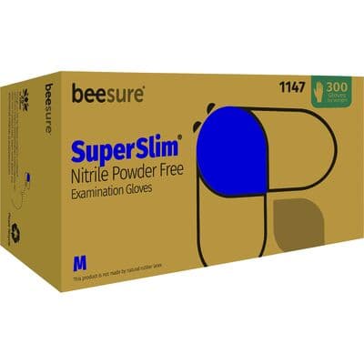 BeeSure SuperSlim Nitrile Examination Gloves, Powder-Free, Non-Sterile, Medium, Cobalt Blue, 300/Box, BE1147 thumbnail 17