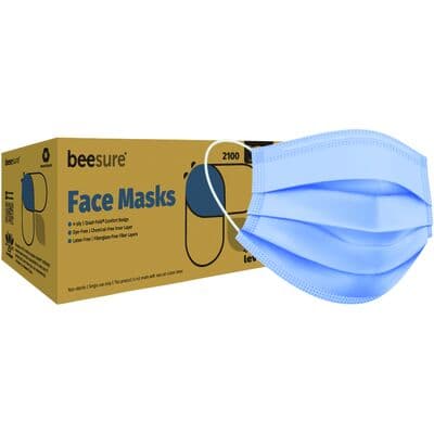 BeeSure Deluxe Earloop Procedure Face Mask, ASTM Level 2, Blue, 50/Box, BE2100B thumbnail 9