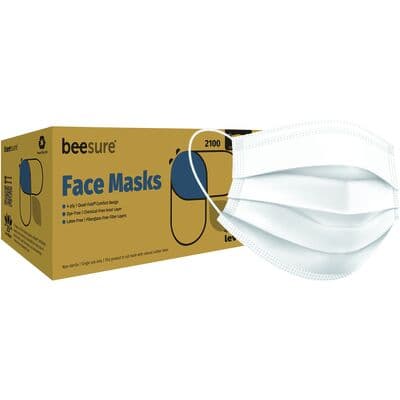 BeeSure Deluxe Earloop Face Mask, ASTM Level 2, White, 50/Box, BE2100W thumbnail 8