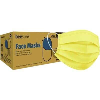 BeeSure Deluxe Earloop Procedure Face Mask, ASTM Level 2, Yellow, 50/Box, BE2100Y thumbnail 8