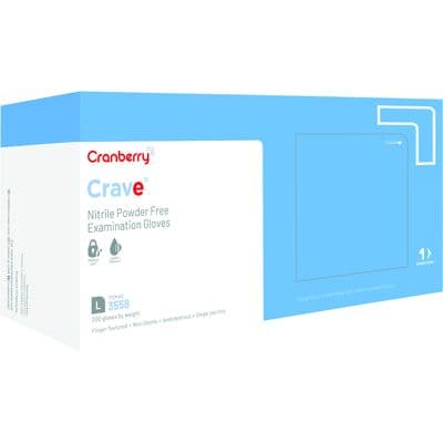 Cranberry Crave Nitrile Exam Gloves, Powder Free, Non-Sterile, Large, Ice Blue, 200/Box, CR3558 thumbnail 16