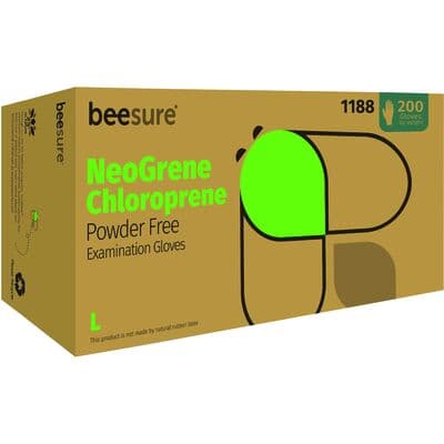 BeeSure NeoGrene Chloroprene Exam Gloves, Powder Free, Non-Sterile, Large, Green, Fingertip Textured, 200/Box, BE1188 thumbnail 20