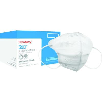 Cranberry 360 Anti-Fog 4-Ply Earloop Face Mask, ASTM Level 3, Small, Silver, 40/Box, Q2860S thumbnail 21