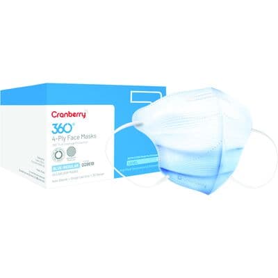 Cranberry 360 AntiFog 4-Ply Earloop Face Mask, ASTM Level 3, Regular, Blue, 40/Box, Q2861B thumbnail 24