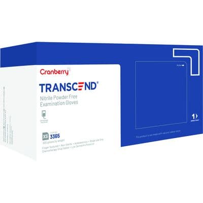 Cranberry Transcend Nitrile Exam Gloves, Powder Free, Non-Sterile, X-Small, Matte Blue, 300/Box, CR3365 thumbnail 18