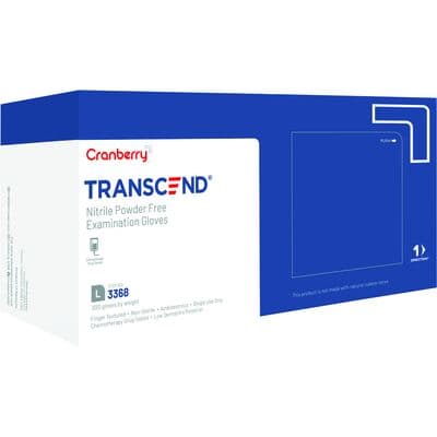 Cranberry Transcend 300 Nitrile Exam Gloves, Powder Free, Non-Sterile, Large, Matte Blue, 300/Box, CR3368 thumbnail 18