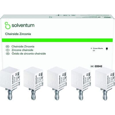 Solventum Chairside Zirconia CAD/CAM Crown Block, Shade C1, 20mm, 5/Pk, 69946 thumbnail 17