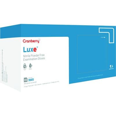 Cranberry LUXE Nitrile Exam Gloves, Powder Free, Non-Sterile, X-Small, Azure Blue, 300/Box, CR3665 thumbnail 16