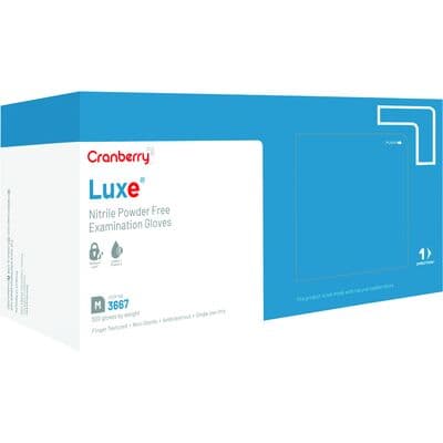 Cranberry LUXE Nitrile Exam Gloves, Powder Free, Non-Sterile, Medium, Azure Blue, 300/Box, CR3667 thumbnail 17