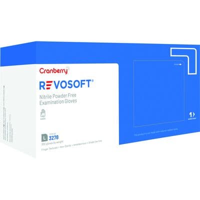 Cranberry RevoSoft Nitrile Exam Gloves, Powder Free, Latex Free, Non-Sterile, Large, Blue, Fingertip Textured, 300/Box, CR3278 thumbnail 16
