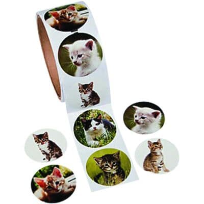 Animal/Dinosaur Circular 1.5 Stickers - Realistic Cats, 1.5" Diameter, 100/Roll - Animal/Dinosaur Circular 1.5 Stickers - Realistic Cats, 100/Roll - Image 1