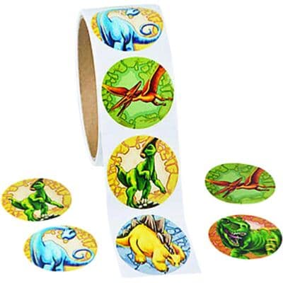 Animal/Dinosaur Circular 1.5 Stickers - Dinosaurs, 1.5" Diameter, 100/Roll - Animal/Dinosaur Circular 1.5 Stickers - Dinosaurs, 100/Roll - Image 1