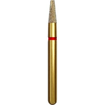 Coltene Alpen Multi-Use Multilayer Diamond Bur, FG, Fine Grit, Red Ring, Flat End Taper, #845, 1.6 mm Head Diameter, 4 mm Head Length, 5/Pkg thumbnail 3