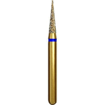 Coltene Alpen Multi-Use Multilayer Diamond Bur, FG, Medium Grit, Flame/Needle Shape, #852-016, 1.6 mm Head Diameter, 6 mm Head Length, Blue Ring, 5/Pkg thumbnail 6