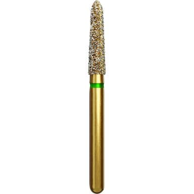 Coltene Alpen Multi-Use Multilayer Diamond Bur, Super Coarse, Tapered Torpedo/Curettage, FG, 2.1 mm Head Diameter, 8 mm Head Length, 5/Pkg, #878K-021 thumbnail 6
