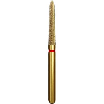 Coltene Alpen Multi-Use Multilayer Diamond Instrument, FG, Fine Grit, Red Ring, Tapered Torpedo/Curettage, #879K, 1.8 mm Head Diameter, 10 mm Head Length, 5/Pkg thumbnail 3