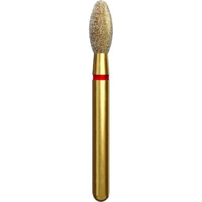 Coltene Alpen Multi-Use Multilayer Diamond Instrument, FG, Fine Grit, Red Ring, Egg/Football Shape, #379, 2.3 mm Head Diameter, 5 mm Head Length, 50/Pkg (G379-314-023-05.0) thumbnail 2