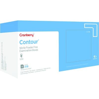Cranberry Contour® Powder Free Nitrile Exam Gloves, Latex Free, Small, Blue, Fingertip Textured, 100/Box, CR3116 thumbnail 15