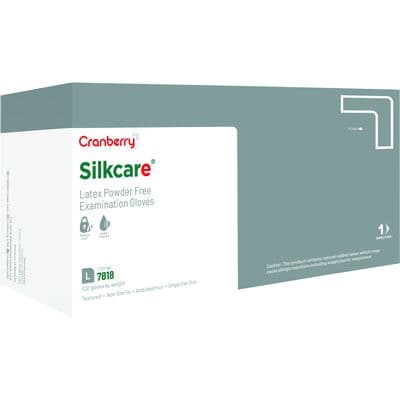 Cranberry Silkcare Powder Free Latex Exam Gloves with Lanolin and Vitamin E, Large, 100/Box, CR7818 thumbnail 16