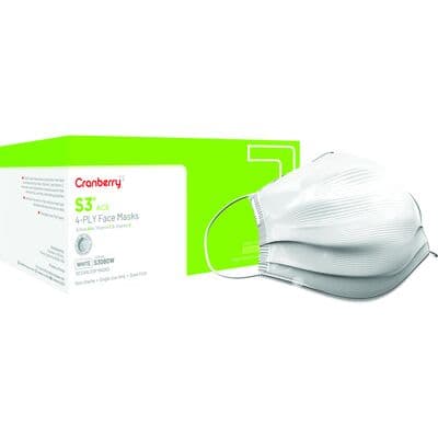 Cranberry S3 ACE Level 3 Earloop Face Mask, White, 50/Box, S3080W thumbnail 14