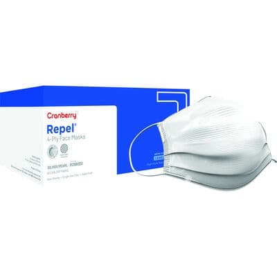Cranberry Repel 4-Ply Earloop Procedure Face Mask, ASTM Level 3, Pearl Silver, 50/Box, R2960SI thumbnail 29