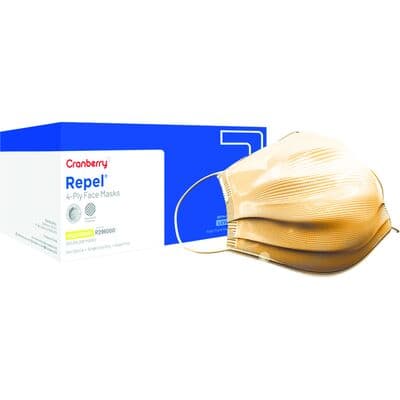 Cranberry Repel 4-Ply Earloop Procedure Face Mask, ASTM Level 3, Fluid Resistant, Gold, 50/Box, R2960G thumbnail 10