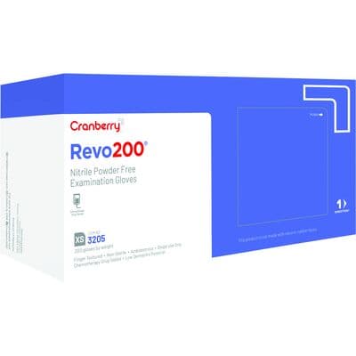 Cranberry Revo200® Nitrile Exam Gloves, Powder Free, Latex Free, Extra Small, Dark Blue, 200/Box, CR3205 thumbnail 17