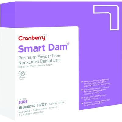 Cranberry Smart Dam Non-Latex Dental Dam, 6" x 6", Medium, Spearmint Scent, Green Mint, 15/Box, CR8366 thumbnail 12