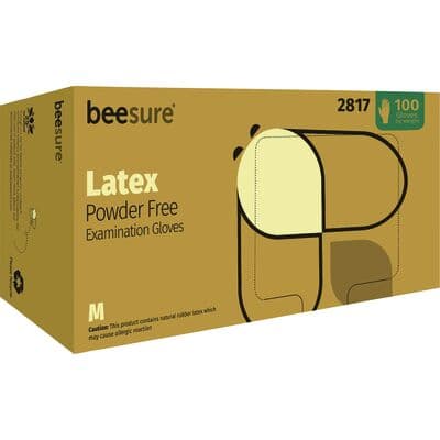 Beesure Latex Exam Gloves, Powder-Free, Non-Sterile, Medium, White, 100/Box, BE2817 thumbnail 13