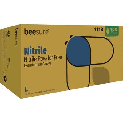 BeeSure Nitrile Exam Gloves, Powder-Free, Non-Sterile, Large, Blue, 100/Box, BE1118 thumbnail 13
