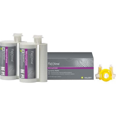 Flexitime Dynamix VPS Impression Material, Monophase, 2 x 380 ml Cartridges with Mixing Tips and Fixation Ring thumbnail 2