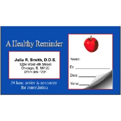 Sticker Appointment Card, Apple Healthy Reminder, 3-1/2" W x 2" H, 500/Pkg - Sticker Appointment Card, 500/Pkg - Apple Healthy Reminder, 3-1/2" W x 2" H - Image 1