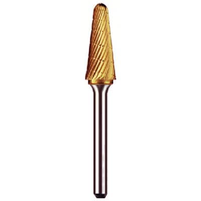 Dedeco Goldies Carbide Bur B-1/2, Titanium Nitride Coated, 1/2" Diameter, 1/4" Shank, 1/Pk thumbnail 6