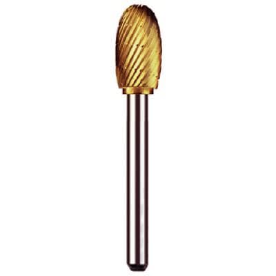 Dedeco Goldies Carbide Bur D-1/2, Titanium-Nitride Coated, 1/2" Diameter, 1/4" Shank, 1/Pk thumbnail 7