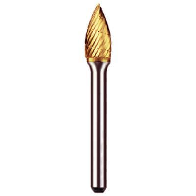 Goldies Carbide Bur C-3/8, Titanium Nitride Coated, 3/8" Diameter, 1/4" Shank, 1/Pk, #8083 thumbnail 6