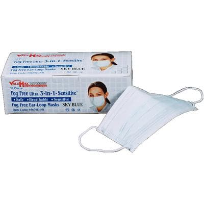 Valumax Ultra 3-in-1 Sensitive Fog-Free Ear-Loop Procedure Mask, Sky Blue, ASTM Level 2, 50/Box, 5670E-SB thumbnail 5