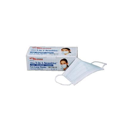 Valumax Ultra 3-in-1 Sensitive Earloop Mask, Sky Blue, ASTM Level 3, 50/Box, 5630E-SB thumbnail 6